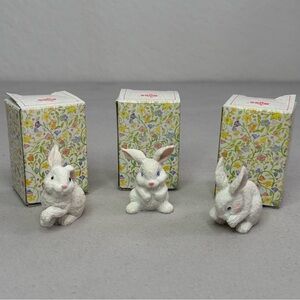 Russ Springtime Trails Set of 3 Collectible Figurines of Textured Bunny Rabbits